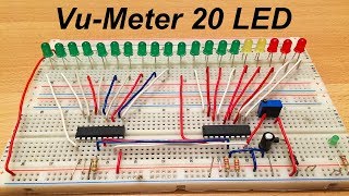 Vu-Meter 20 LED with two LM3915 (Electric diagram in video) - By STE