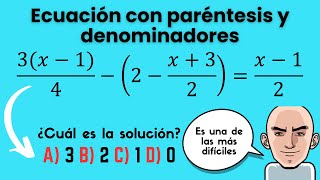 Ecuaciones de grado 1 con denominadores y paréntesis (5)