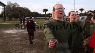 Female Marine recruits train during boot camp February 27...