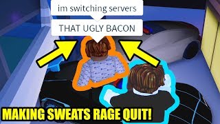 RAGING KID STARTS MAKING FUN OF HIMSELF LOL | Roblox Jailbreak