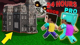 Minecraft NOOB vs PRO : 24 HOURS! SCARY HOUSE! in Minecraft! Animation!