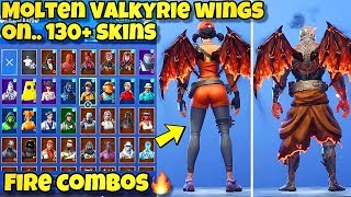 NEW "MOLTEN VALKYRIE WINGS" BACK BLING Showcased With 130+ SKINS! Fortnite Battle Royale (NEW WINGS)