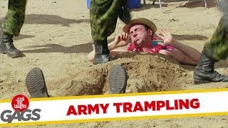 Army Troops Trample Man At The Beach