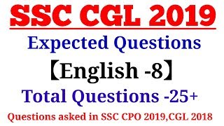 SSC CGL Expected English Question Set-8 | SSC CPO 2019 English Solved Paper | CHSL 2020 English