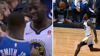 Jordan Bell Alley-Oops to HIMSELF, Draymond Green BLOCKS Dennis Smith: "That Sh*t Ain't Happenin!"