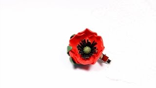 ♥♥♥ Делаем весеннюю брошь "Мак" из полимерной глины ♥♥♥