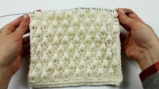 Узор спицами Миндаль. Узор с шишечками