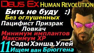 Deus ex human revolution Бить не буду #11 Сады Хэнша  Улей Ищем ван Брюггена  пацифист призрак