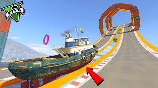 GTA 5 ONLINE ? MEGA RAMPA CON LA BARCA !!! ? GARE PARKOUR ?N*195? GTA 5 ITA ? DAJE !!!!!!