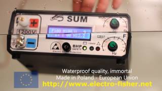 Microprocessor electrofisher called SUM - Electrofishing - Waterproof test