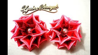 ?Большие цветки из ленты 5см?/Ribbon Flowers Kanzashi/Tutorial/D.I.Y