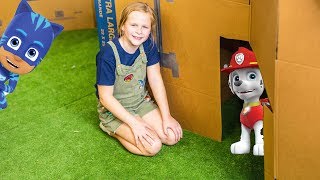 Paw PAtrol and PJ Masks Ultimate Box Fort Hide N Seek Challenge with the Assistant