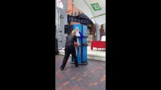 Magician Mike Sevens at SteelStacks in Bethlehem Pa. Cuts Girl in 3