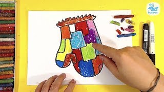 ВАРЕЖКА как нарисовать / урок рисования для детей от 4 лет / учим цвета