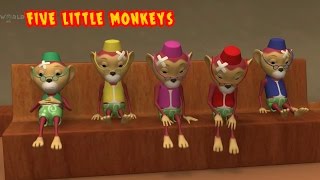 5 Five Little Monkeys Jumping on the Bed || Monkeys Version || Five Little Monkeys Kids Rhyme