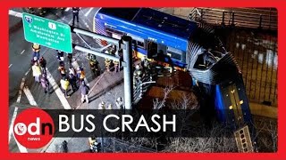 SHOCKING Scenes as New York City Bus left DANGLING from Expressway
