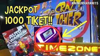 JACKPOT 1000 TIKET!! CRAZY TOWER ARCADE TIMEZONE!! HARUS COBA!!