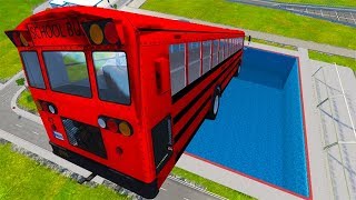 Beamng drive - Epic High Speed Car Jumps Into The Pool ( Pool Tower Diving )