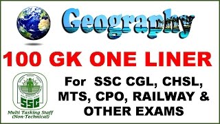 "100 Geography GK One Liner Questions for SSC MTS, CGL & CPO Exams! " - Study Capsule