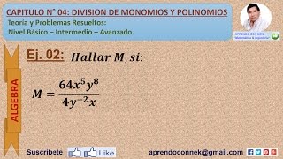 división de monomios y polinomios - ejercicio 02
