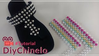 Como Fazer Chinelo Decorado Com Trama Versátil | Uma Trama de Pérolas Dois Modelos