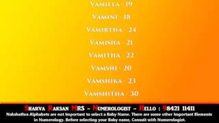 DIVINE GIRL NAMES - ROHINI NAKSHATHRAM-1 -  BEST NUMEROLOGIST - SHARVA RAKSAN MRS - 9842111411