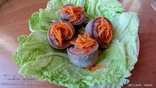 Селедка по корейски с морковью? Вкусные рулетики с селедкой?