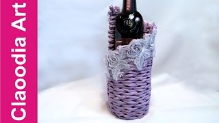 Asymetryczny koszyk na wino (basket bottle, paper wicker) DIY