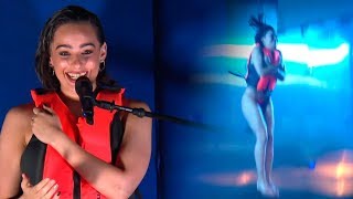Flor Jazmín Peña peló lomazo y en bikini se animó a tirarse a la pileta