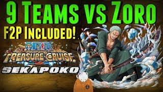 9 Teams vs Raid Zoro | One Piece Treasure Cruise