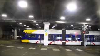 Minneapolis Light Rail Trains Crossing Parkade Railroad Crossing (05/17/2015)