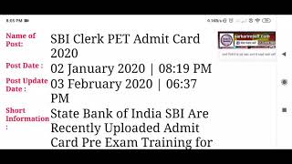 Download  SBI Clerk PET Admit Card 2020 | Latest Jobs