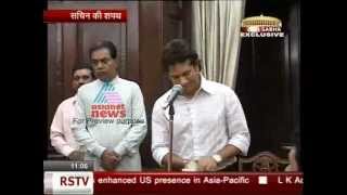 Sachin takes oath as Rajyasabha member