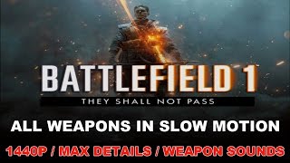 Battlefield 1 They Shall Not Pass - All Weapons In Slow Motion + Sounds [1440P MAX DETAILS 60 FPS]
