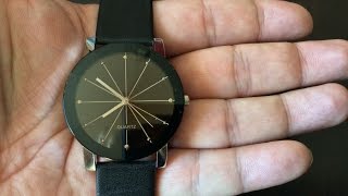 $10 Bessky black dial, modern, fashion quartz wrist watch with PU leather band