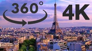 Paris - 360 VR 4K visit of the city - Eiffel Tower - Notre dame de Paris - Arc de Triomphe