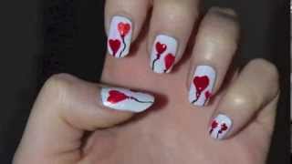 Valentine's day nail art. Unghie San Valentino.Cuori palloncino. tutorial 14