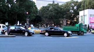 総理大臣車列 日比谷を走る  Motorcade of Japanese prime mister 2011