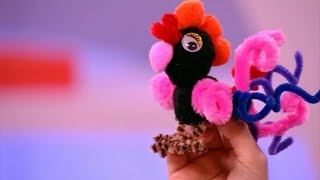 " Умелые ручки" и Криворучка - мастер класс по созданию петуха из синельной проволоки на тв карусель