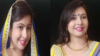 Makeup with yellow and blue dress | daytime makeup tutorial for Indian functions|kaurtips ♥️