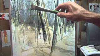 Oil Painting demo with Mike Pintar_ How to paint snow and trees