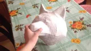 как сделать голову волка из картона!!how to do the head of wolf