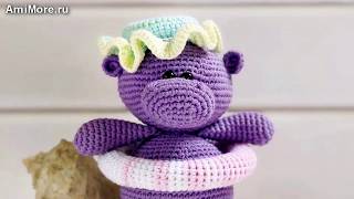 Амигуруми: схема Пляжный Бегемотик. Игрушки вязаные крючком - Free crochet patterns.