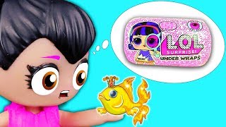 Куклы лол поймали золотую рыбку! Видео с игрушками