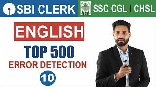 TOP 500 Error detection Questions || English Grammar For SSC CHSL