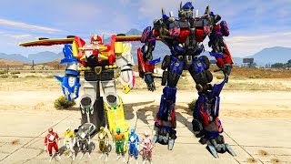 GTA 5: MEGAZORD VS OPTIMUS PRIME!