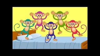 Five Little Monkeys Jumping On The Bed Lyrics video for Kids | Nursery Rhymes