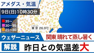 関東 昨日との気温差大