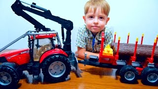 Трактор CASE CVX 230 с прицепом Брудер игрушки Распаковка подарков Tractor with trailer Bruder