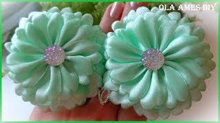 Простые цветы из ленты/ Канзаши/ DIY Kanzashi Flowers/ Ribbon Flowers Tutorial/ Ola ameS DIY